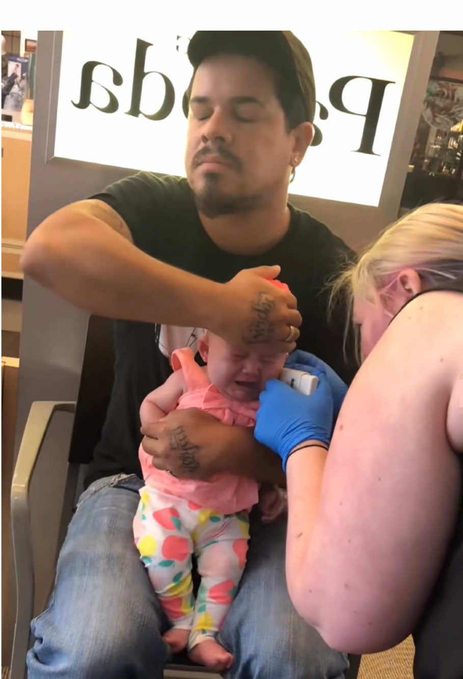 Father’s reaction when the baby gets their ears pierced ❤️#baby #father #dad #crying #reaction #cute #wholesome #foryou #usa🇺🇸 