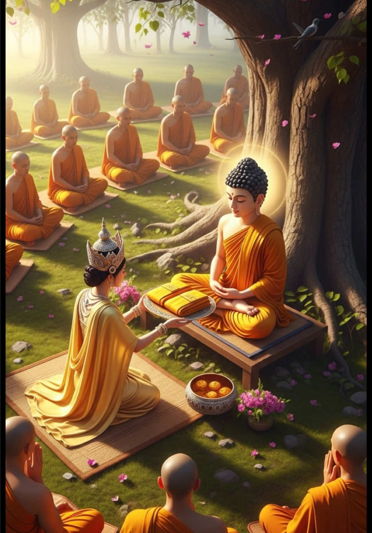 #သင်ကန်းကပ်လှူခြင်း 🙏🙏#အရိမေတ္တယျဘုရားဗုဒ္ဓဝင် #အရှင်တေဇောသာရဆရာတော်ဘုရားကြီး၏တရားတော် #မြန်မာယဉ်ကျေးမှု#မြန်မာယဉ်ကျေးမှုစွာဘုရား #တရားတော် #ပူဇော်ခြင်း   #aivideo #cinematicai #aistorytelling #midjourneyart #digitalbuddha   #fyp #trending #healingvibes #peacefulmind #aestheticvideo #capcut #GoldenLotuse 