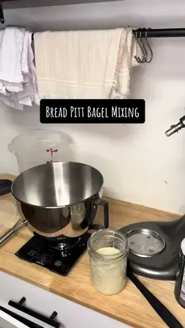 Made some bagels with Bread Pitt this weekend (our starter we started in our series)! Let’s just say, our boy is putting in the work. I haven’t made anything for anyone else with him, just still testing him out. I only got the mixing video as I was busy, but did capture the results at the end!  Bagel recipe is: 125g starter 275g water 18g (ish) honey 500g flour 10g salt Additional honey for boiling  Egg white +tbsp water for egg wash Mix until combined. Optional stretch and folds x2 every 30 min after one hour rest. Once doubled, place in fridge for 8-12 hours. Preheat oven to 425. Add additional honey to boiling water. Place bagel in water and boil for 2 mins each side. Place on baking sheet and then egg wash. Bake at 425 for 20-25 mins.  #sourdough #sourdoughbagel #breadpitt #estcharmedcrusts