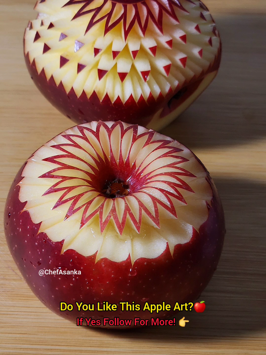 Nest level fruit carving | Apple carving Art! 🍎🌼 #fruitcarving #foodart #asmrcarving #satisfying #chefasanka #fyp 