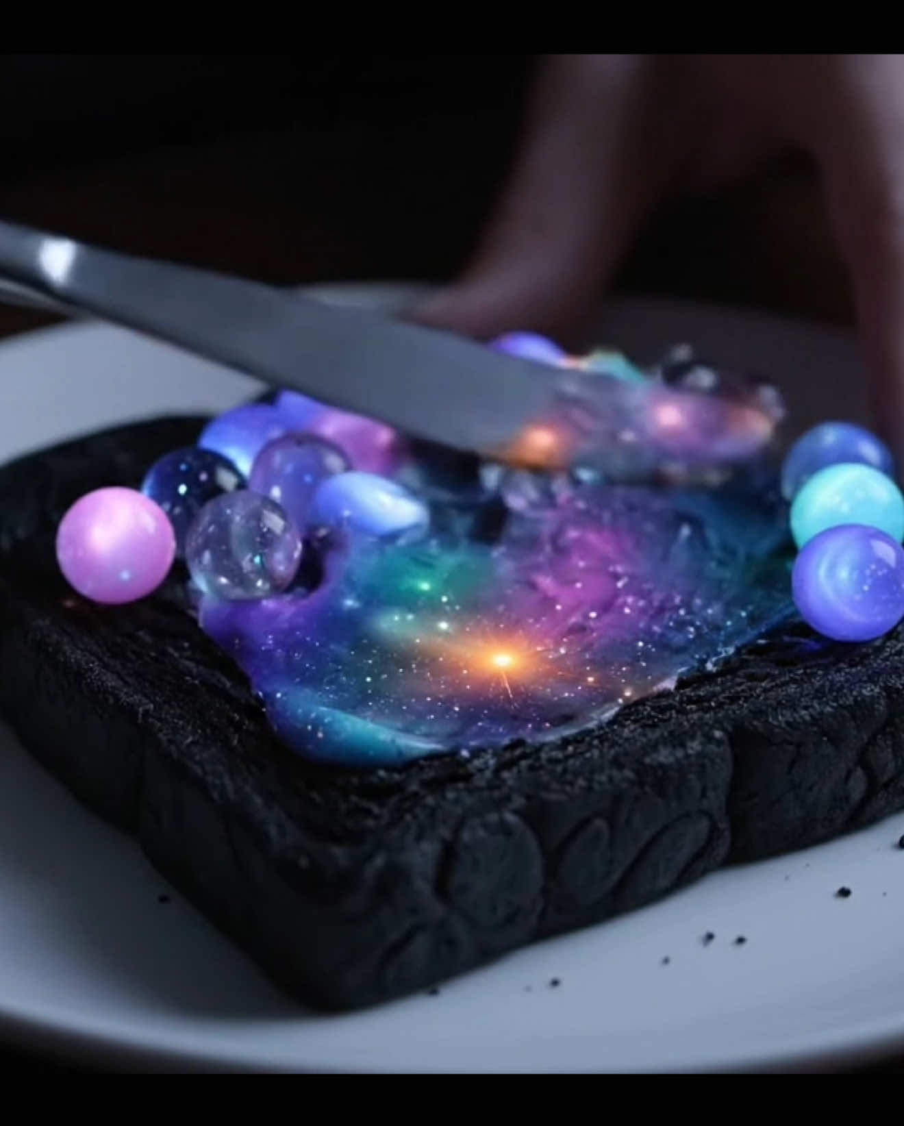 Black toast spreads 🖤 #asmrsounds #oddlysatisfying #asmrvideo #toast #spread #asmr 