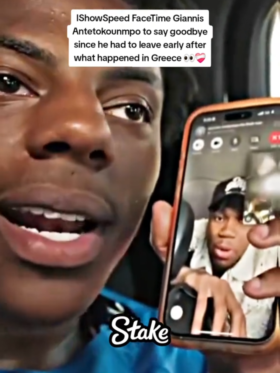 IShowSpeed FaceTime Giannis Antetokounmpo to say goodbye since he had to leave early after what happened in Greece 👀❤️‍🩹 #ishowspeed #fyp 
