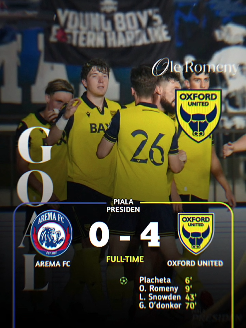 FT: AREMA FC 0-4 OXFORD UNITED Ole Romeny dan kawan kawan berhasil tumbangkan Arema dengan skor 4-0 dan melaju ke final piala presiden #fyp #pialapresiden #oxfordunited #aremafc 