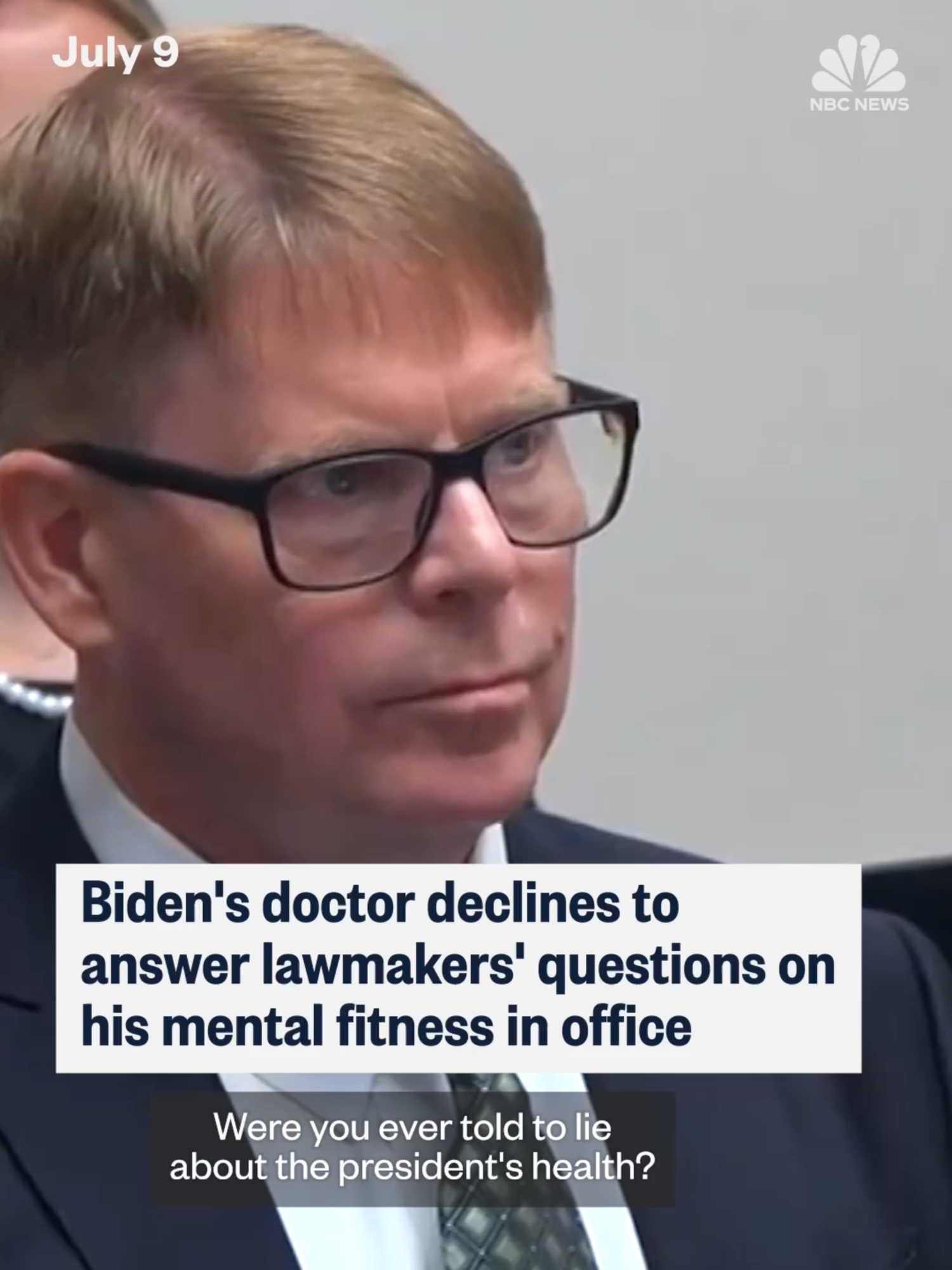 Joe Biden's doctor declines to answer lawmakers' questions regarding the former president's mental fitness while in office.