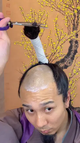 Cut myself hair #ASMR #SAMURAI #shavingtime #侍 #razor 