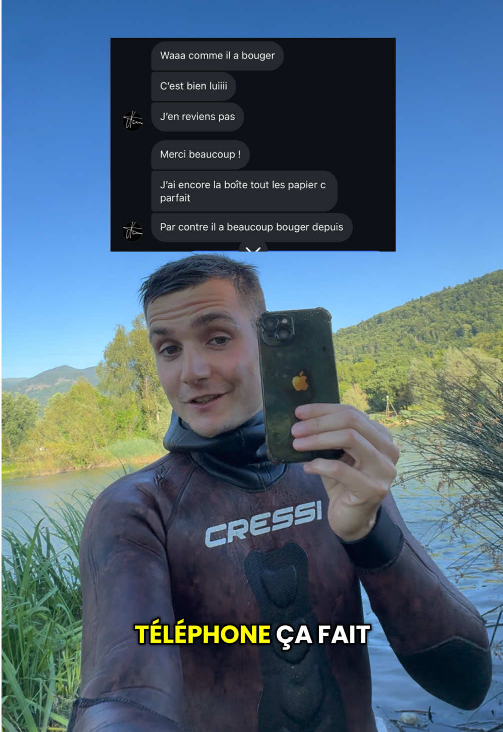 Mission impossible 😅 #iphone #tresor #trouvaille #apnee #lac 