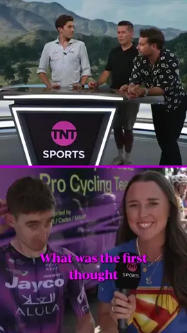 “I knew he was gonna win it!” Fellow breakaway colleague and compatriot Eddie Dunbar knew the game was up when Healy launched 😳 #cycling #roadcycling #TourDeFrance 