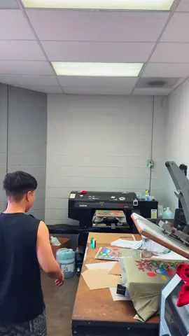 AC broke. Tons of shirts to make but we stay grinding 😮‍💨