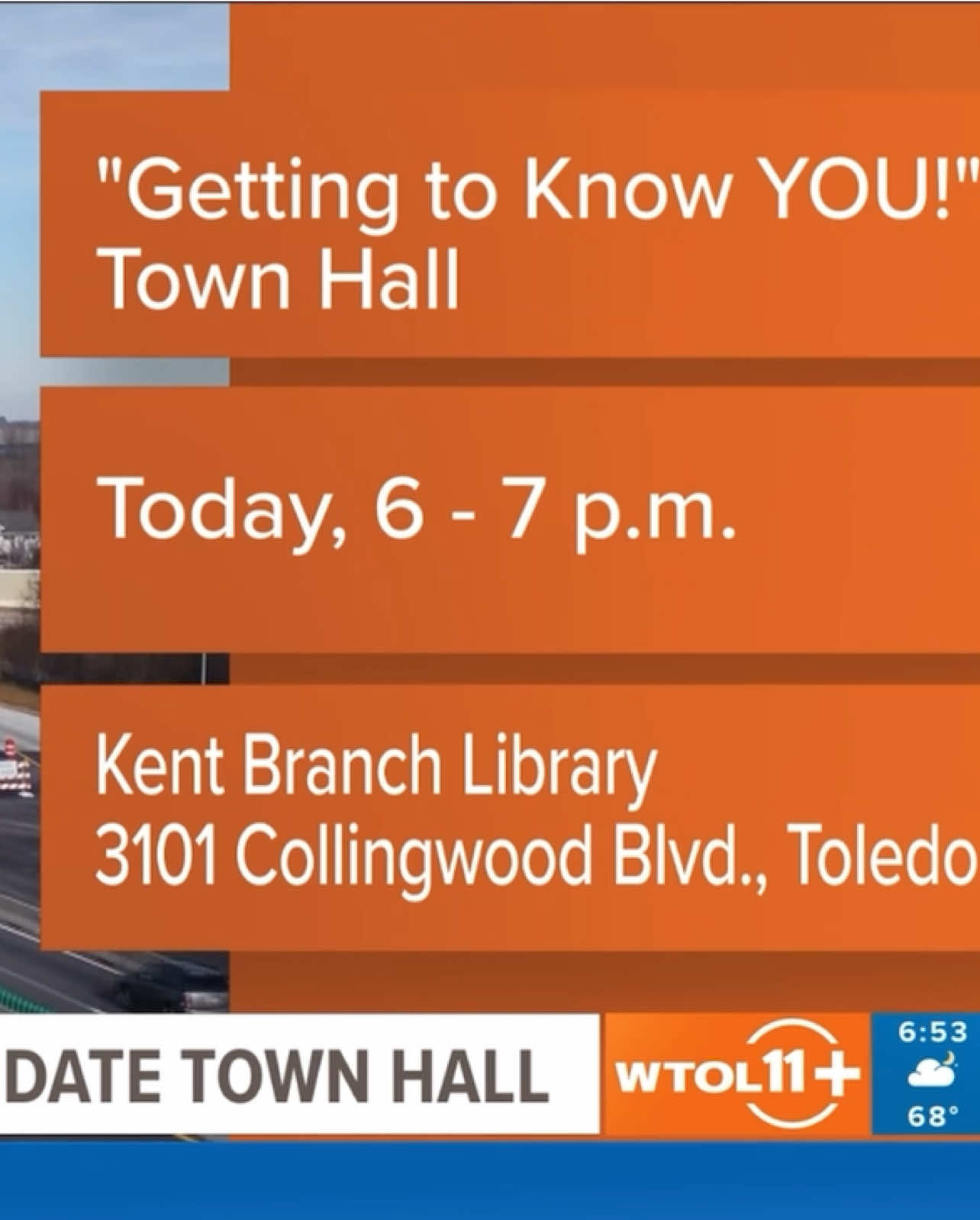 the Getting to Know YOU! Tour stops at Kent Branch Library today at 6pm! Collingwood & Central. Let’s connect, listen, and build real solutions together. #Toledo #GettingToKnowYouTour #NoSpinsJustSolutions 