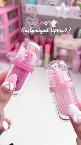 Late to this trend but they turned out so cute⋆.ೃ࿔🌸*:･  #kbeauty #makeup #DIY #decorate #amuse #liptint #decoratingmakeup #lippies #tint #gloss #trend #tutorial #amuseliptint #wonyoungism #pink #sanrio #charms #koreanmakeup #fyp #kpopfyp #foryoupage 