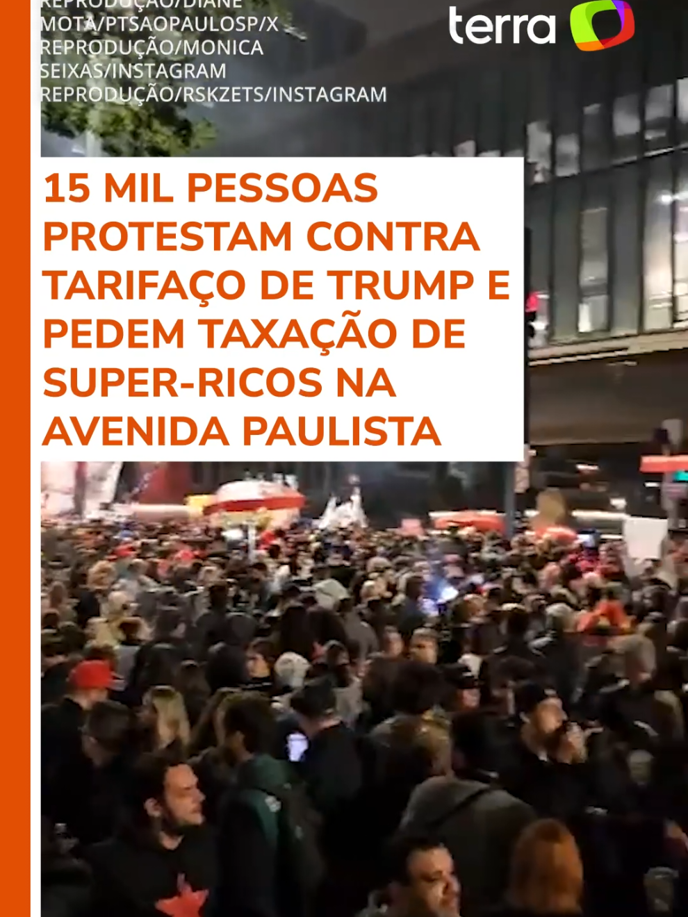 Cerca de 15 mil pessoas se reuniram na Avenida Paulista, na noite desta quinta-feira (10), para protestar contra a jornada de trabalho 6x1, pela taxação dos super-ricos e repudiar o aumento de taxas a produtos brasileiros promovido pelo governo Trump. #TerraBrasil #TerraNotícias #Manifestação #Paulista #TikTokNotícias 