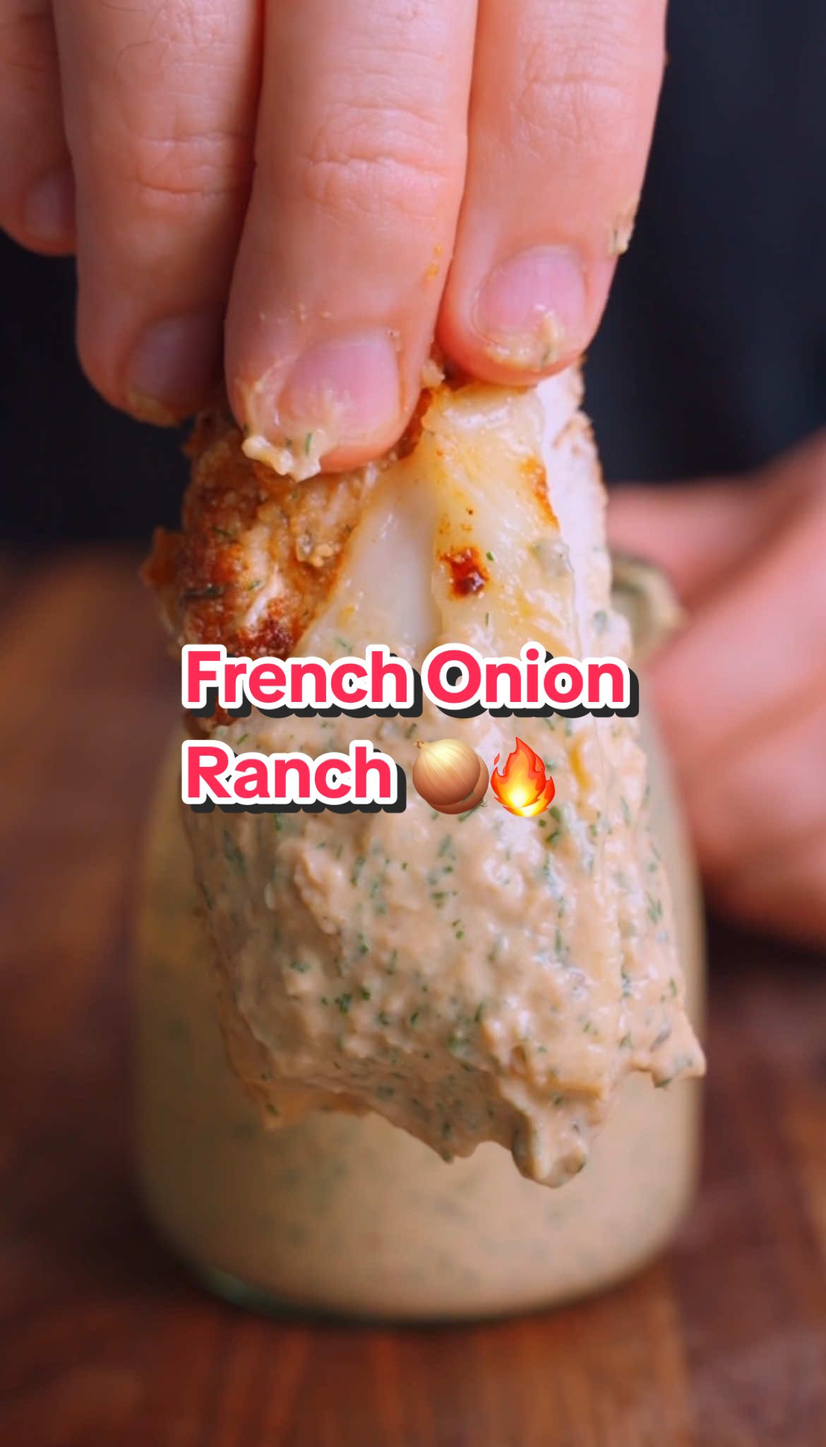 French Onion Ranch 🧅🔥 Ingredients: - 2 yellow onions - 3-4 cloves roasted garlic  - 1 cup beef broth - 1 tbsp Worcestershire  - Fresh Thyme/Rosemary  - 1 cup sour cream - 1/2 cup mayo  - 1/2 lemon juiced  - Fresh dill - 2 tbsp ranch seasoning First add your sliced onions to a pan and add a good pinch of salt. Let your onions caramelize. Add some Worcestershire to help them caramelize faster. Then add in your beef stock and herbs and let that reduce until almost all the broth is gone. Roast your garlic in some beef tallow or oil before adding it to your sauce. Then in a bowl or jar add your mayo, sour cream, dill, ranch seasoning, lemon juice, and roasted garlic then blend.  Now dip, dunk, and send to your friend that loves french cuisine 🔥