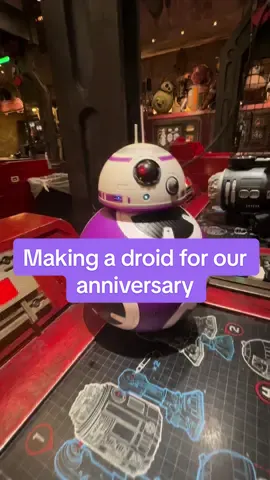 We met in robotics so it makes sense to get a droid for our anniversary (this was like…2 years ago? Something like that lol) This was a fun (but expensive 😪) experience that we came back for a year later for his own droid. Now we have them inside their own little backpacks. I’m so curious how they work because it’s actually so cool how they Bluetooth to other droids and “communicate” with each other. #disneyland #starwars #starwarsgalaxysedge #droid 