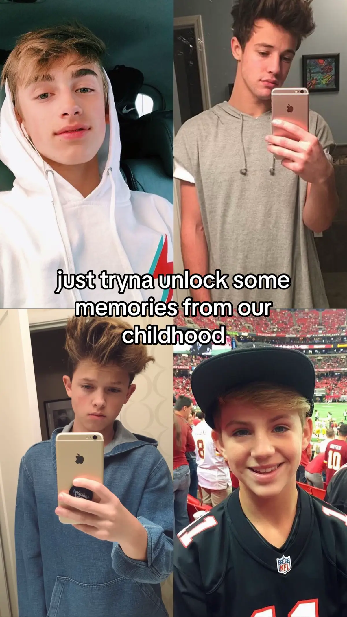 they were my childhood crushes  edit: sorry for not including the others 😓#johnnyorlando #camerondallas #jacobsartorius #mattybraps 