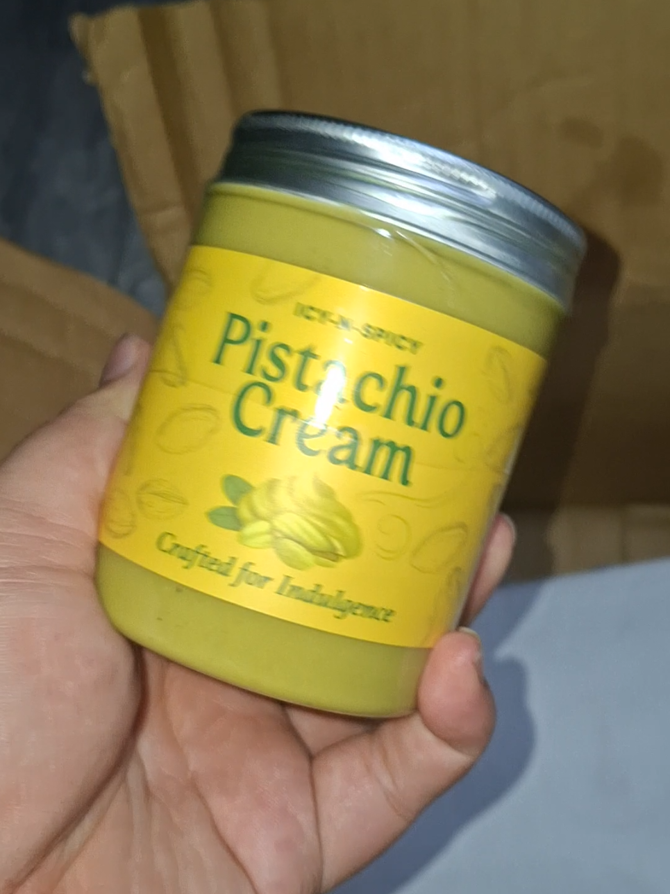 I'll do a little taste test soon just letting it chill in the fridge to harden. It's been really hot in the bay area so I was expecting it to be a little melted. No worries 😋😋 Thank you so much to @Icy-N-Spicy Dessert Shop for sending me this. I'm so excited to try it  --------  #icynspicy #dubai #dubaichocolate #unboxing #pistachiocream  #pistachio #pistachiochocolate #viral #dubaichocolatebar 