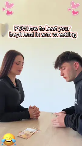 How to beat your bf in arm wrestling!#funny #funnyvideos #prankvideo #couple #happy #life #fyp 