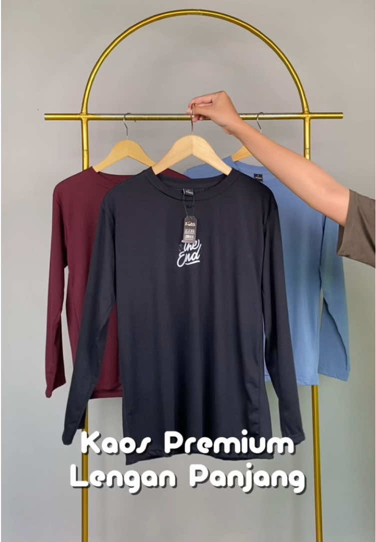 Kaos lengan panjang premium😍 cek keranjang kuning☝🏻 #kaosdistro #kaospolos #kaos 
