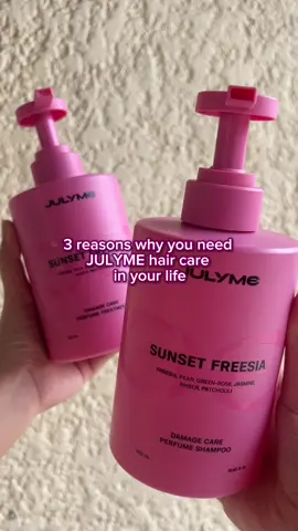 3 reasons why you gotta try JULYME’s shampoo & treatment: 🌸 Smells so good and actually lasts all day 💪 Packed with collagen + amino acids to help strengthen damaged hair ✨ Makes wash day feel like a glow-up for your hair care routine Perfect for your daily hair care routine —  pinky promise! 💕 #JulyMe #Haircare #Shampoo #Treatment #DailyEssentials #KoreanHairCare #damagedhair 
