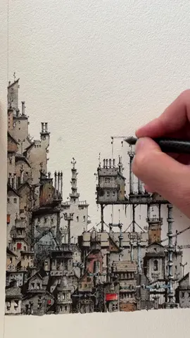 factory town. #🖋️ #fountainpen #architecture #drawing #fyp #watercolor #🎨 