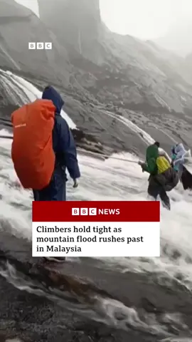 Several climbers were forced to brave fast-flowing water on Malaysia's Mount Kinabalu following torrential rains. #Malaysia #Hiking #Mountain #Climbing #Climbers #MountKinabalu #BBCNews