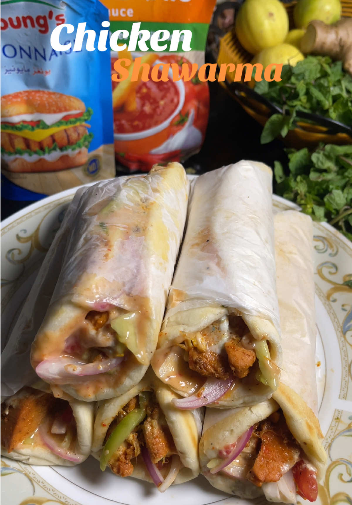 Chicken Shawarma 🌯 Ingredients     Marination - Boneless Chicken 1kg  - Ginger Paste 1tbsp  - Garlic Paste 1tbsp  - Tandoori Masala 3tbsp  - Yogurt 1 small bowl  - Oil 2tbsp    Salad  - Onions 2 Medium Size  - 2 cucumbers  - 2 Tomatoes  - Black Paper 1tsp  - Salt 1/2 tsp  - Vinegar 5-6 tbsp     Sauce  - Mayonnaise 7-8 tbsp  - Chilli Garlic Ketchup 4-5 tbsp - Chilli Flakes 1tsp  - Chopped Garlic 1tsp  - Shawarma Bread  - Mint Sauce Tip:   Leave the marinated chicken and prepared salad for 1 hour. . . . . . . . . #CapCut #fyp #forupageシ #forupageシ #trending #viralvideos #FoodTok #foodblogger #viral #FoodLover #viralvideotiktok #trendin #shawarma #shawarmalovers #chickenshawarma #chicken #foodies #foodlife #wrap 