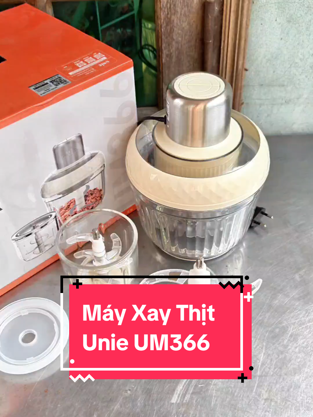 Máy xay thịt Unie UM366 2 cối xay đa năng bằng thủy tinh an toàn