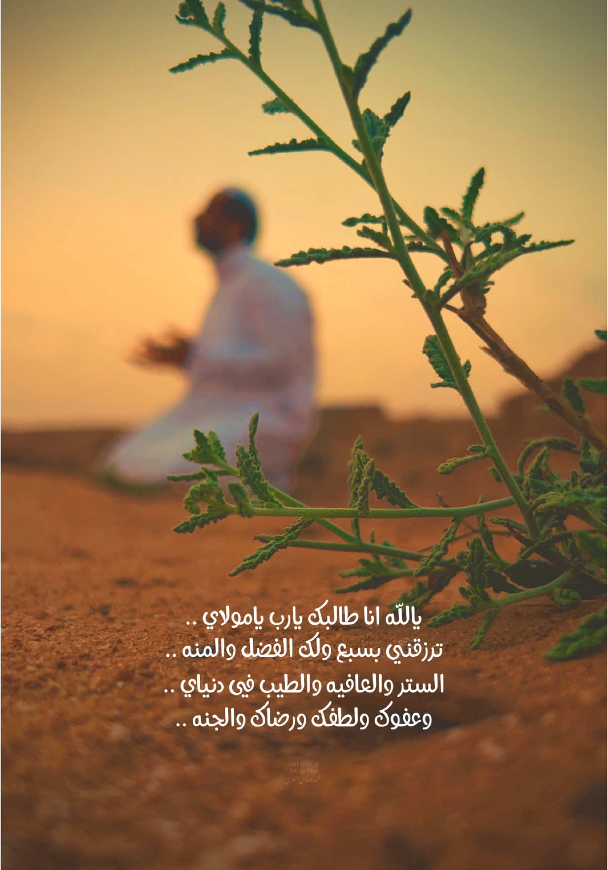 يالله انا طالبك يارب يامولاي .. ‏ترزقني بسبع ولك الفضل والمنه .. ‏الستر والعافيه والطيب في دنياي .. ‏وعفوك ولطفك ورضاك والجنه .. #محمد_جساس_العنزي 