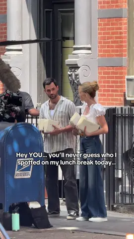 Did NOT expect to spot #PennBadgley & #MeghannFahy from #You #GossipGirl and #WhiteLotus filming a new #romcom #movie in #Brooklyn #NewYork — on my lunch break today! 😱🎬  #fyp #joegoldberg #celebrity 