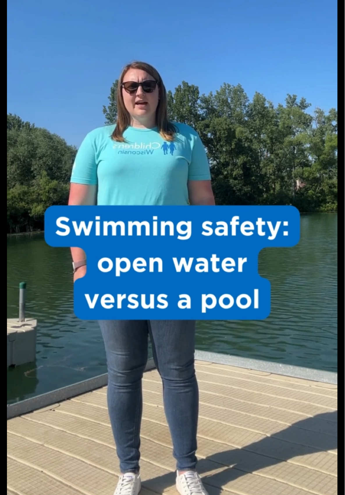 Ashley Baggett from our Children’s Wisconsin Safety Center team shares some important tips for swimming in open water (like lakes, rivers and oceans) versus pools. Swimming in these environments can be challenging, and kids of all ages, swimming levels and abilities need to understand the differences to stay safe. And remember, constant supervision by an adult is the most important key to safety when swimming anywhere 💙. #ChildrensWisconsin #WaterSafety #ParentingTips