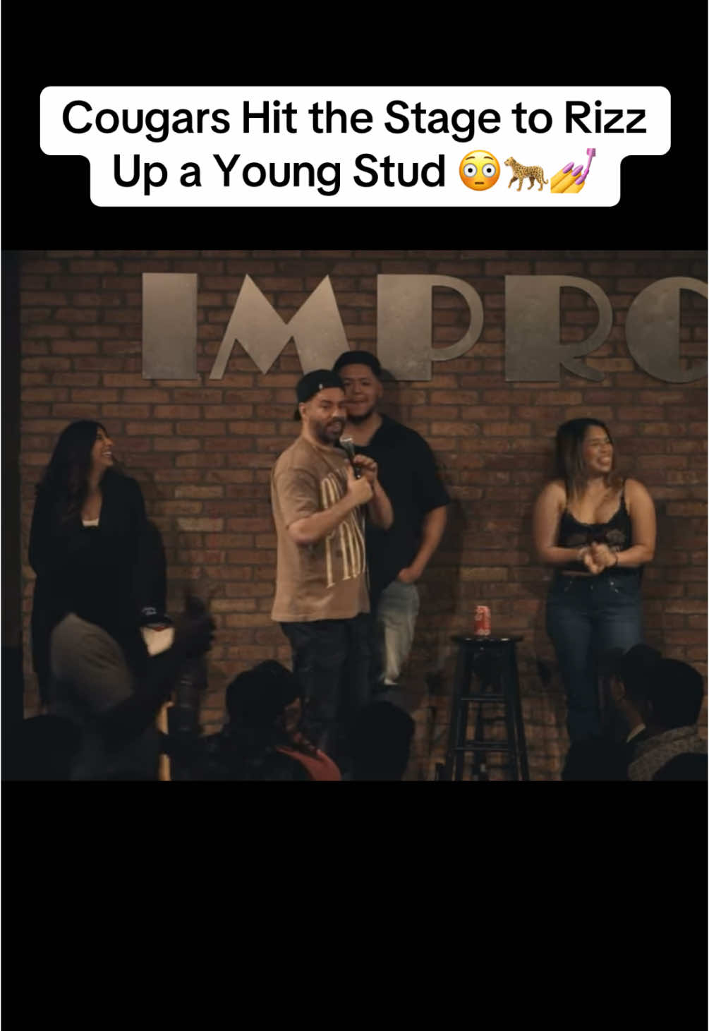 When the cougars pull up ready to pounce and the young stud holds his ground 😮‍💨💥 This one’s got sugar, spice, and reverse rizz vibes all over it. Will he fold… or finesse them all? #CougarRizz #fypシ #ComedyMatchmaking #standup 