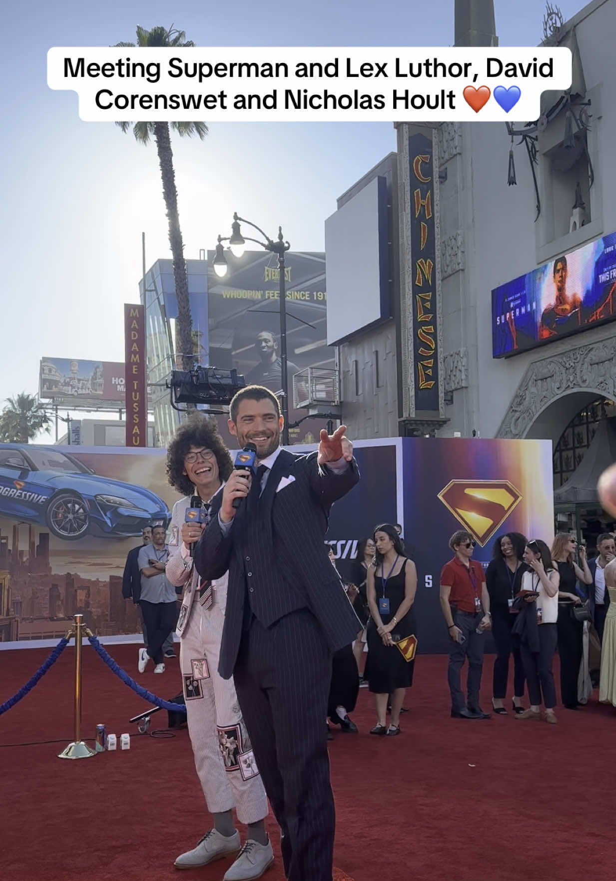 Had the privilege of meeting Superman and Lex Luthor, David Corenswet and Nicholas Hoult with my brother @RAYHEADLINES at the Chinese Theater Red Carpet! They were so kind and exuded humility. Superman had us smiling our whole life, it was full circle to make a Superman smile from our passion. Thank you TCL ❤️💙 @TCL USA @chinesetheatres @Superman #Superman #TeamTCL #blurayangel #movie #film #davidcorenswet #nicholashoult #dcu