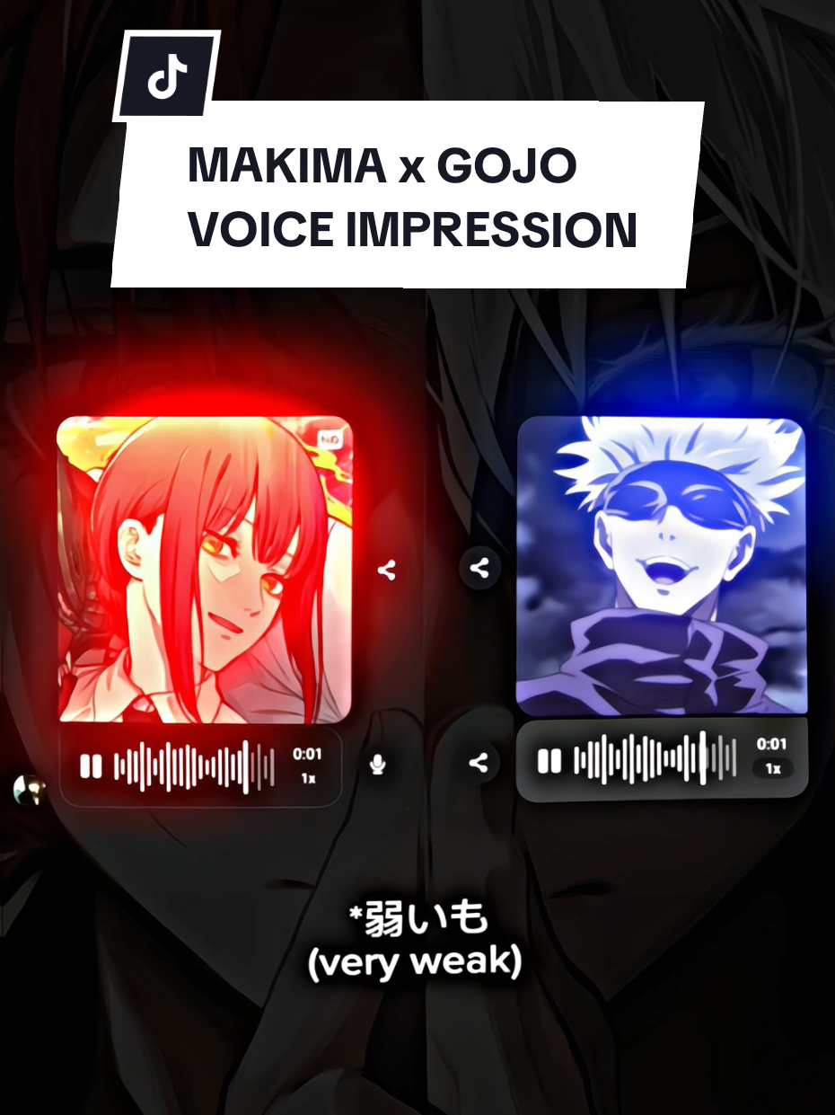 MAKIMA x GOJO voice impressions 🔴🔵  makima : @noritsukiko  gojo : me cr art : Esta ai (pin)  #jujutsukaisenedit #chainsawmanedit #makimaxgojo #gojoxmakima #makimavoice #gojovoice #voiceimpressions #impressions #seiyuuchallenge #voiceacting #fypシ゚ 