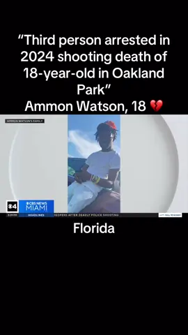 RIP Ammon Watson 18 💔 “Third person arrested in 2024 shooting death of 18-year-old in Oakland Park- third person wanted in connection with the deadly shooting of an Oakland Park man last August has been arrested, according to the Broward Sheriff's Office. Morris King Jr., 19, of Lauderhill, was taken into custody Thursday in Sunrise and charged in the death of 18-year-old Ammon Watson. On August 24, Watson was fatally shot around noon in front of a family home at NW 21 Avenue and NW 28 Street. When Broward Sheriff deputies and Oakland Park Fire Rescue arrived, they found Watson's body in the driveway. According to investigators, the shooter ran up to Watson, shot him and then ran away. Watson's family tells us his grandmother lives just a few doors down from where he was shot and killed. 