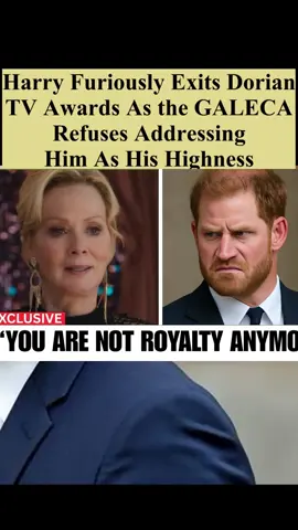 Harry Furiously Exits Dorian TV Awards As the GALECA Refuses Addressing Him As His Highness #buckinghampalace #royalfamily #princeharry 