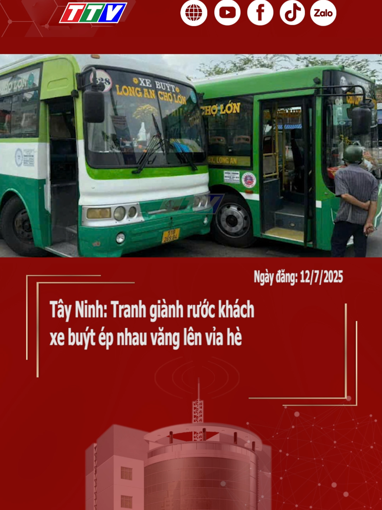 Tây Ninh: Tranh giành rước khách, xe buýt ép nhau văng lên vỉa hè #xebuyt #62longan #longantv #new #mcv #socialnews #tiktoknews #tintuc #tayninh