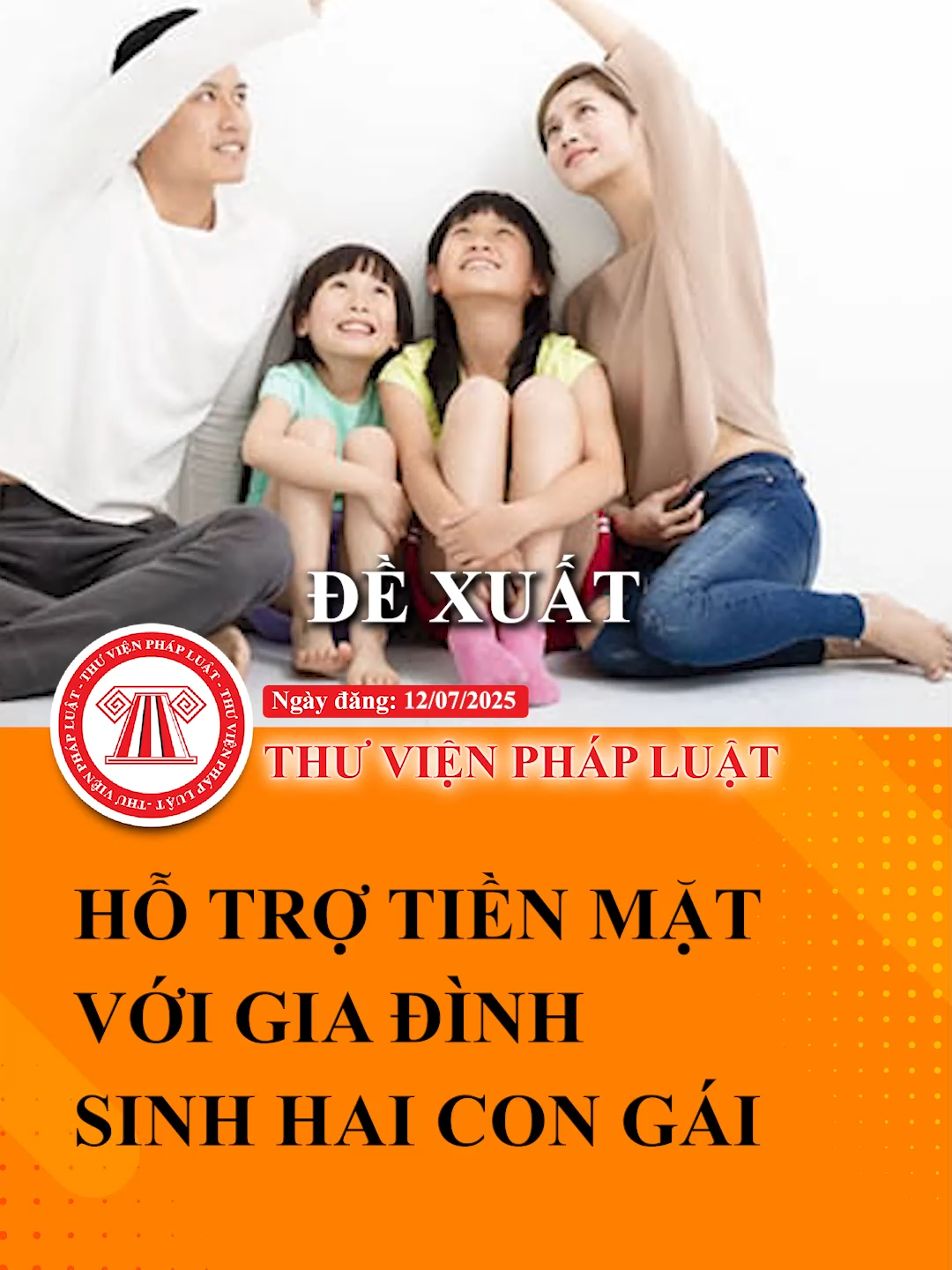 Đề xuất hỗ trợ tiền mặt, hiện vật với gia đình sinh hai con gái #TVPL #ThuVienPhapLuat #LearnOnTikTok #Hoccungtiktok