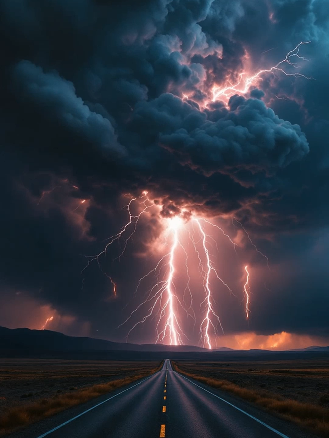 Live Wallpaper | Road to the Storm #lightning #thunderstorm #road #livewallpaper #cinematicvibes #surreal #aivideo #dramaticskies #epicnature #landscape #wallpapervideo
