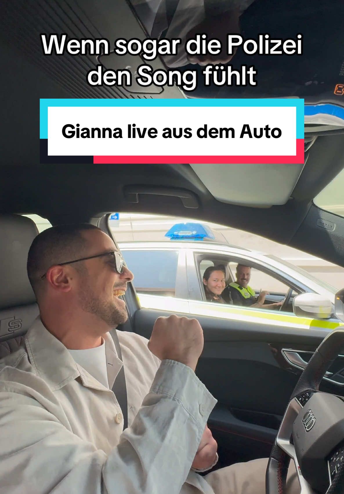 Wenn #gianna läuft, gibt’s kein Halten mehr…auch nicht für die Polizei! 😂🎵 #fy #fyp #polizei #münchen #110  #gutelaune #ohrwurm #live #songofthesummer #autosession 