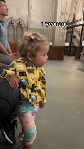 Last year, I took my friends to visit Duke and we went in the church. There was a group rehearsing and Addy was instantly in love, trying to sing with them 😂 #toddler #toddlersoftiktok #babysinging 
