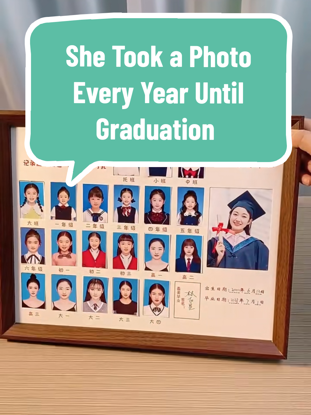 Have you ever wished you could look back and see how much you've grown year after year? This inspiring video captures the beautiful transformation of a young girl who took a passport-sized photo every single year, from her early days in kindergarten, through elementary and high school, all the way to her proud graduation day as a university student. Each photo tells a story. You’ll see her face gradually change, her expressions evolve, and her personality bloom. It’s a simple but deeply touching reminder of how time flies and how each stage of life is precious. Whether you're feeling nostalgic, emotional, or just curious, this visual timeline will move you. It's not just a collection of photos — it's a journey of growth, perseverance, and love. Watching this might even inspire you to start your own yearly photo tradition! #TransformationJourney #FromKidToGraduate #YearlyPhotoProject #TimeFlies #EmotionalTimeline #LifeInPhotos
