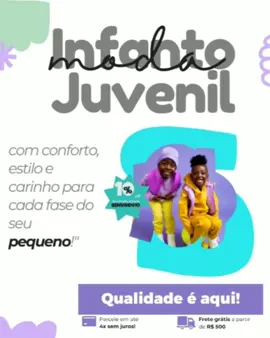 🧒👕 Moda Infantojuvenil com Estilo, Conforto e Carinho para Cada Fase do Seu Pequeno! A infância e a adolescência são fases cheias de descobertas, personalidade e estilo — e a moda infantojuvenil acompanha tudo isso com charme e funcionalidade. Pensando no bem-estar e autoestima dos pequenos, oferecemos uma coleção cuidadosamente selecionada com conforto, estilo e muito carinho em cada peça. 👟 Seja para brincar, estudar ou passear, nossas roupas infantojuvenis são ideais para acompanhar o ritmo da criançada e dos adolescentes com qualidade e design moderno. 💜 Aqui, qualidade, preço justo e amor pelos detalhes fazem parte da nossa missão de vestir com afeto todas as fases do crescimento. #ModaInfantil #RoupasInfantis #LookinhoDoDia #MamãeEstilosa #DicaDeMãe #MãeDeMenina #MãeDeMenino #LookBebê #ModaBebê #BebêEstiloso #ConfortoParaSeuFilho #EstiloInfantil #FYP #ParaVocê #Descubra #DicaTikTok #TrendTikTok #Viral #InstaFashion #VideoDoDia #ExplorePage #CompreOnline #LojaInfantil #LojaVirtual #EnviamosParaTodoBrasil #PromoçãoInfantil #FreteGrátis #LançamentoKids #Achadinhos #LookCompleto #PuroEncantoKids