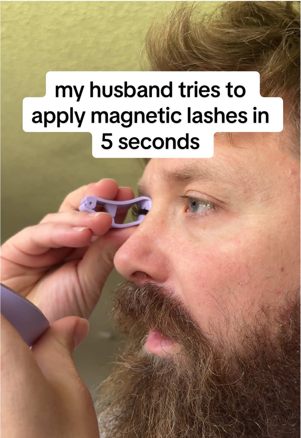 I gave my husband 5 seconds to apply my Wosado magnetic lashes (style NO. 17)… and he actually nailed it 👀 @WOSADO.US  #husbandwife #wosado #magneticlashes #couplecomedy #husbandwifecomedy 