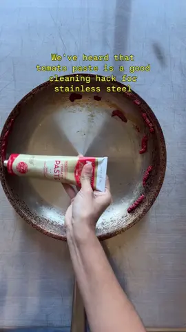 Can you clean a stainless steel pan with tomato paste? Yes. Will it be a bit smelly and stain your fingernails? Also yes. What cleaning hacks should we test out next? #cleaning #cleaningtiktok #cleaninghacks #cleaningtips #howto #satisfying #satisfyingcleaning #stainlesssteel #cookware #cookingtips #CookingHacks