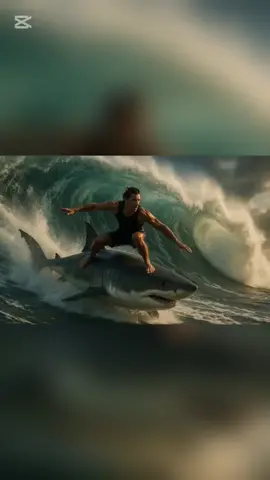 Man Surfing on a TralaleroTralala.#reels #follow #foryou #hobbsthecat #viralreels #like #fyp #