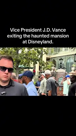 Just a casual day at Disneyland. Vice President J.D. Vance stepping out of the Haunted Mansion. #jdvance #disneyland #disney #hauntedmansion #ride