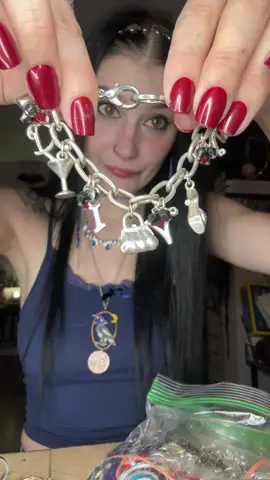 BAG OF JEWLERY GARBAGE TRASH??!! @alli made me this! Lmao trigger warning adult drinks are involved hahahah PART 1 #jewelrytiktok #foryewwww #trendingvideo #fypシ゚viral #mysteryjewlerygirl #supportsmallbusiness #crystals #mysterybox #accessories #jewleryhaul #mystery #jewelry #jar #alttiktok #crystalsoftiktok #handmadejewelry #unboxing #altgirl #alternative 