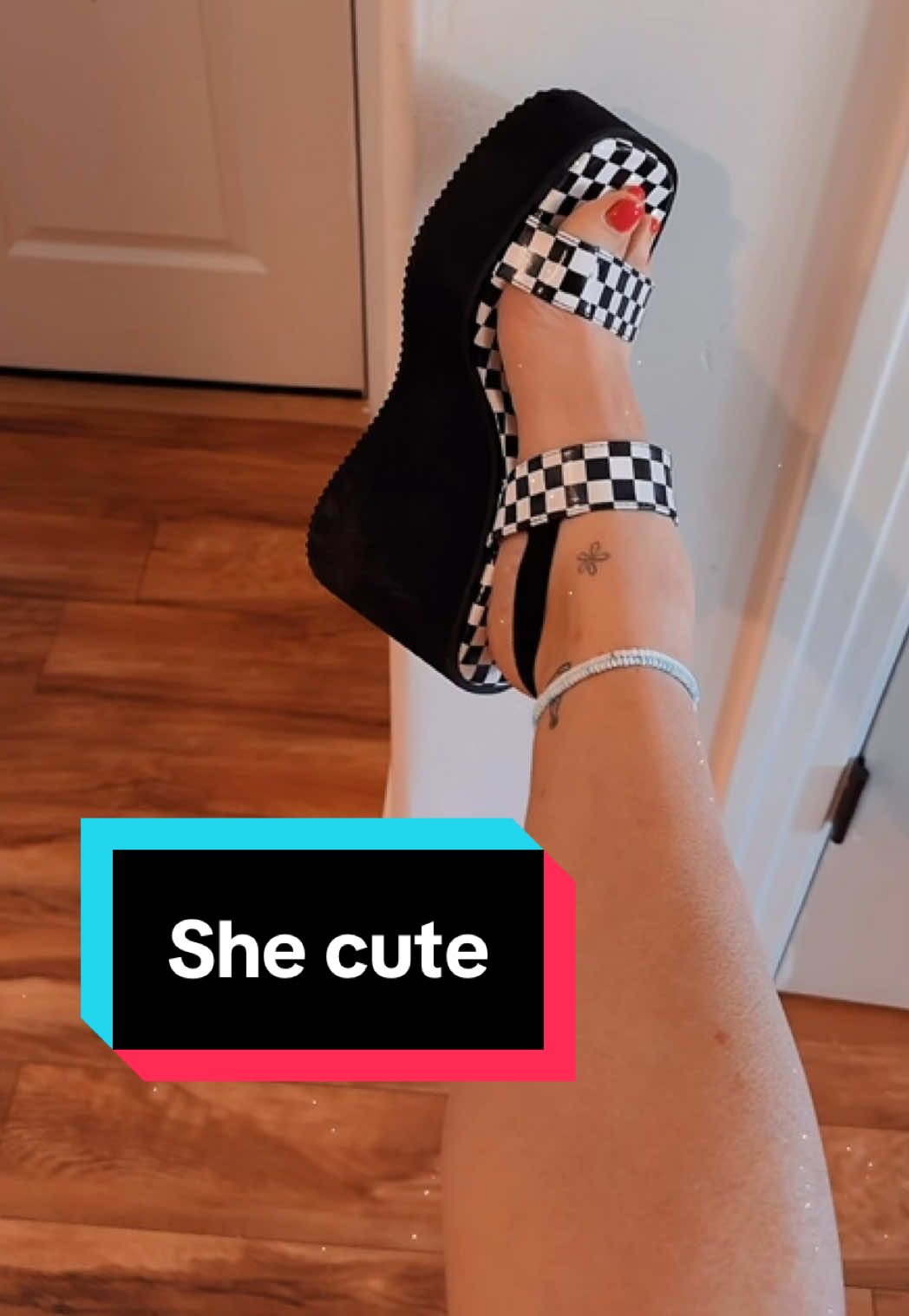 I am in love but also clueless on how to style these. Help a girl out! #fun #checkered #wedges #fashiontok #styleme #punk #ootdfashion 