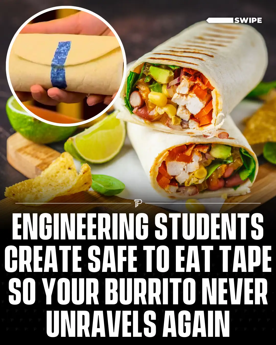 A team of all-female engineering students from Johns Hopkins University created Tastee Tape - a safe to eat adhesive designed to keep burritos and other wraps from unraveling. 🌯 Developed as part of a product design course, the invention went through months of trial and error to achieve the ideal texture, strength, and tastelessness. #RoadTo18Million #Pubity 