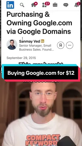 This guy actually bought google.com - for five seconds. It was the middle of the night, and he was messing around with the Google Domains interface, just testing things out. He typed in google.com, and to his shock, it showed as available for $12 a year. He clicked “Add to cart.” And it actually worked. He says, “The domain got added to my cart. I thought I’d hit an error, but I didn’t. I proceeded to checkout, completed the purchase, and my credit card was charged.” Just like that, he owned google.com. Even Google Search Console updated automatically, confirming that he was now the owner. He started receiving messages for sites powered by google.com - including private Google Sites - because he technically owned the root domain. “Quite clearly, ownership had been granted to me. The order was successful.” But the moment didn’t last. Shortly after, he received an email from Google Domains canceling the order. Since Google Domains is owned by Google, they had full control to revoke the transaction. “We were not able to process the domains you ordered. The following domains from your order were canceled: google.com.” Still, the fact that the charge went through meant the transaction was real - even if just for a few seconds. He got a refund. And when he searched again, google.com was back to being unavailable. Did Google miss it? Not at all. Google Security reached out to him. They even offered a reward in what he called “a very Googley way” - though he didn’t say what it was. Later, Google revealed it themselves: $6,006.13 If you squint closely, that number spells out: GOOGLE. Wild. #searchengineoptimization #digitalmarketing #startups #technews