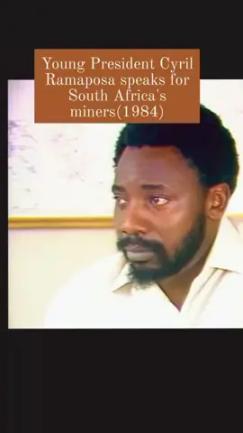 On 7 February 1984, 31-year-old Cyril Ramaphosa was interviewed by ITN's Peter Sharp.  A representative of the Mine Workers Union, Ramaphosa argued that the fact that safety spending decreased in line with the price of gold proved that profit took priority over workers' lives in the minds of the bosses. Historical Context Disclaimer: This video is being shared for historical, educational, or documentary purposes only. The views and opinions expressed are those of the individuals featured and do not reflect my own stance or endorsement. #southafrica #ANCYL #viralvideoシ #president #ramaposa @CYRIL RAMAPOSA 